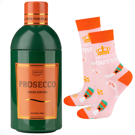 Set of 2x Colorful SOXO women's socks Prosecco and chocolate