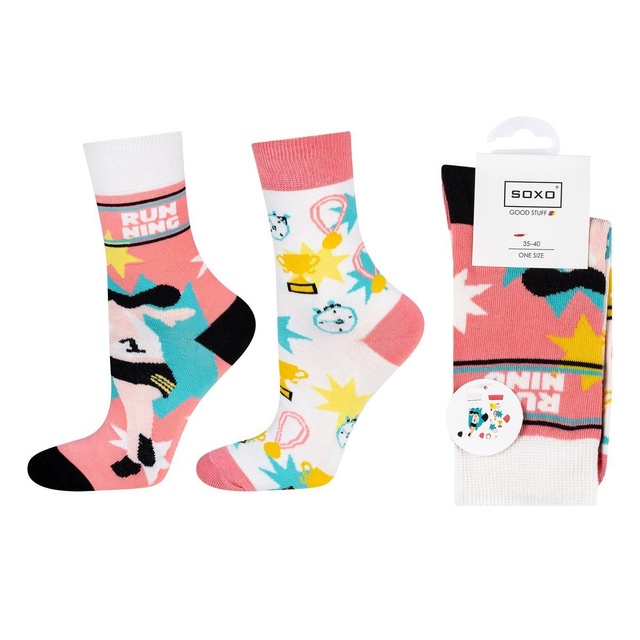 Set of 2x Colorful women's SOXO GOOD STUFF socks cotton