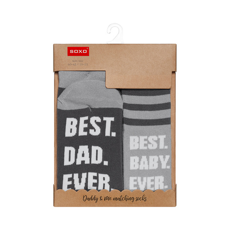 A set of socks for dad and child SOXO cotton gift with inscriptions