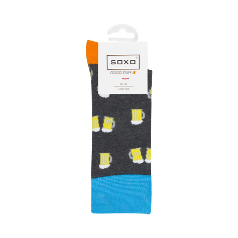 Men's colorful SOXO GOOD STUFF socks cotton beer