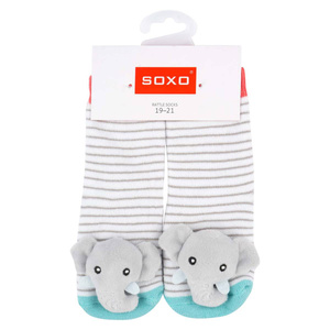 Colorful SOXO baby socks with a rattle and ABS