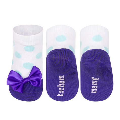 Violet SOXO baby socks ballerinas with an inscription