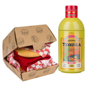 Men's Socks SOXO| Hamburger in a box | Tequila in a bottle | funny gift for him