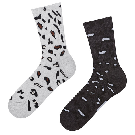 Set of 2x Colorful SOXO women's socks, classic, leopard print