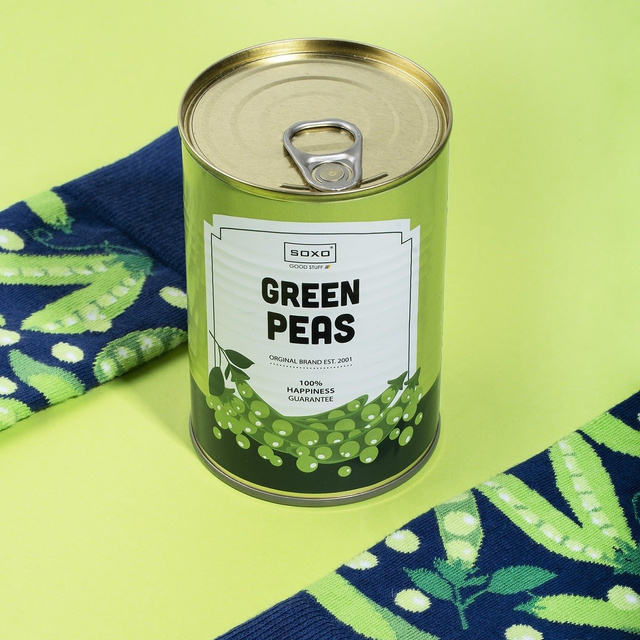 Green Peas Socks in a Can