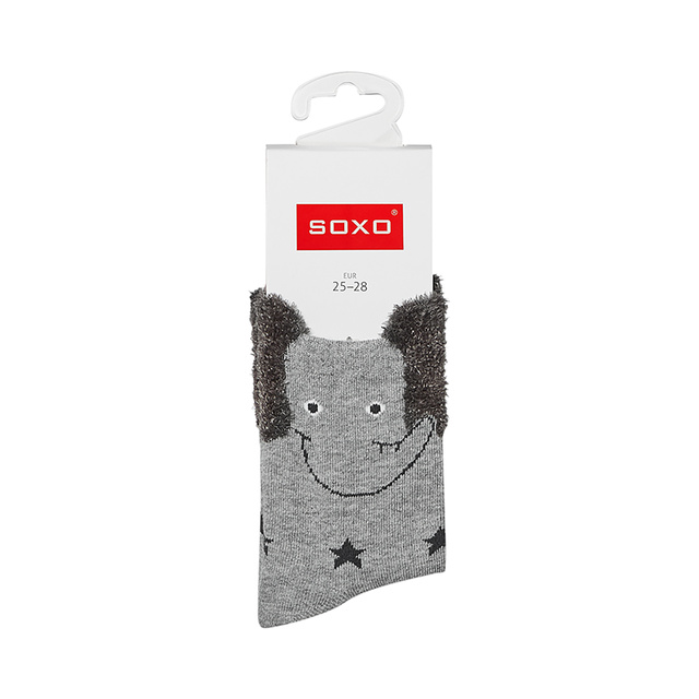 Gray children's SOXO socks with ears
