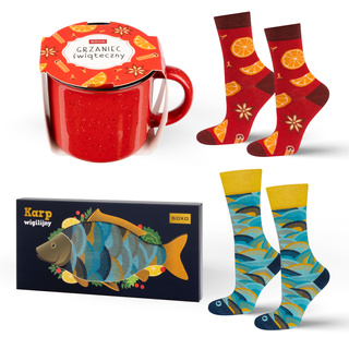 Set of 1x Slippers for Mom SOXO in a gift box and 1x SOXO Women's Socks with inscription