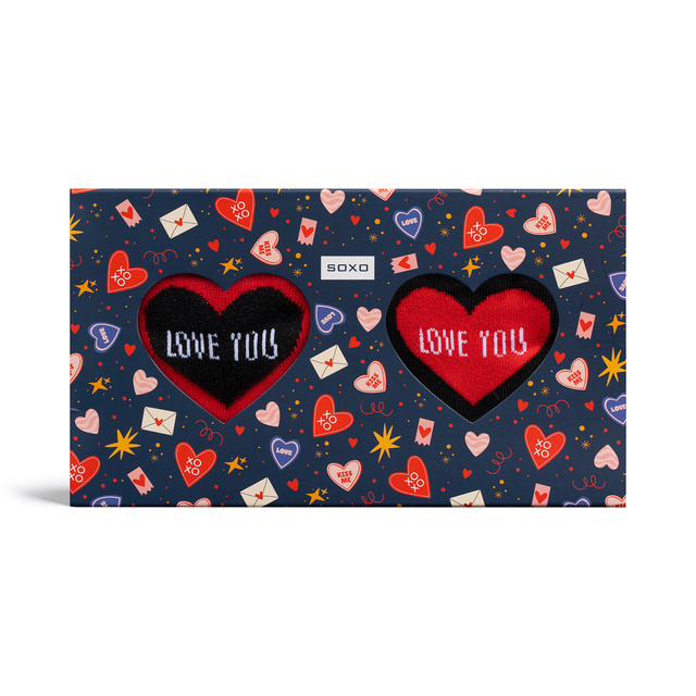 Men's Colorful Socks SOXO Hearts - 2 pairs