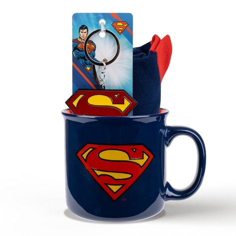 Superman mug sock and key ring set