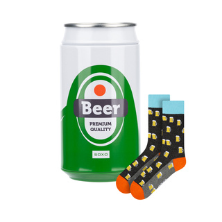 Men's colorful SOXO GOOD STUFF socks funny beer in a gift box