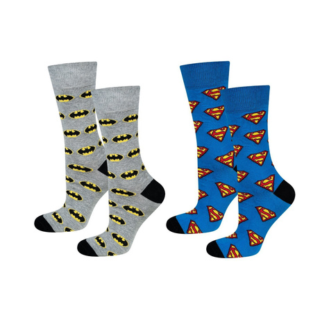 Set of 2x SOXO GOOD STUFF Batman Superman DC Comics socks