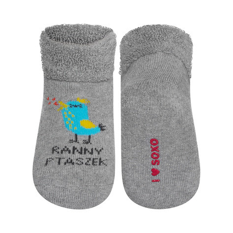Colorful SOXO baby socks with bird inscriptions