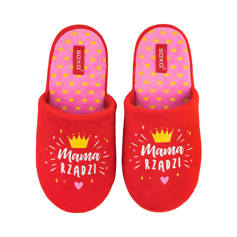 Slippers for Mum SOXO Mum rules in a gift box with Polish inscriptions