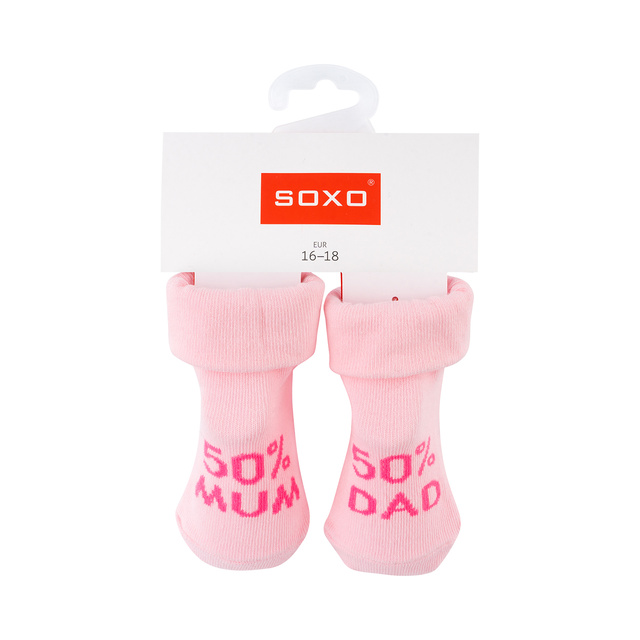 Set of 3x SOXO baby socks navy blue with inscriptions