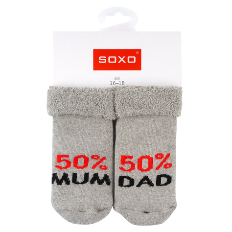 Set of 3x SOXO baby socks navy blue with inscriptions 