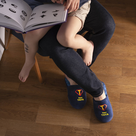 Dad Gift: 1x colorful SOXO men's socks and 1x men's slippers with inscriptions "Super Tata" | Father's Day gift