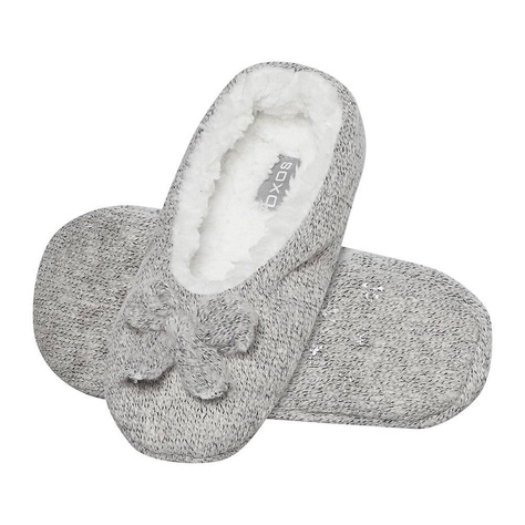 Gray SOXO gray ballerina slippers, knitted with fur and a soft sole