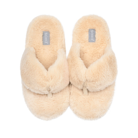 Women's slippers SOXO fur with a hard TPR sole