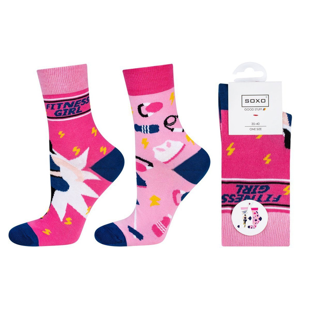 Set of 2x Colorful women's SOXO GOOD STUFF socks cotton