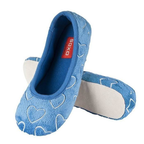 Women's blue ballerina slippers SOXO hearts