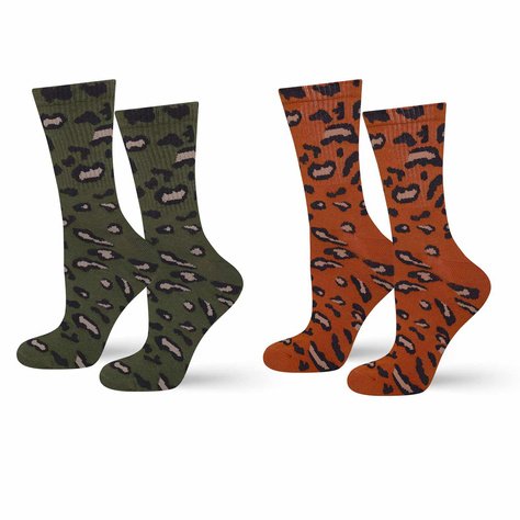 Set of 2x SOXO elegant cotton socks with leopard print