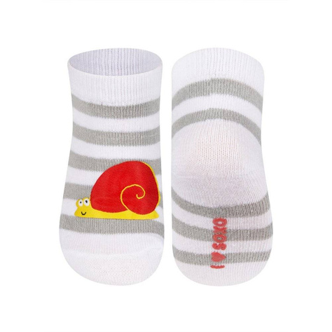 Set of 6 x SOXO striped baby socks with colorful animals