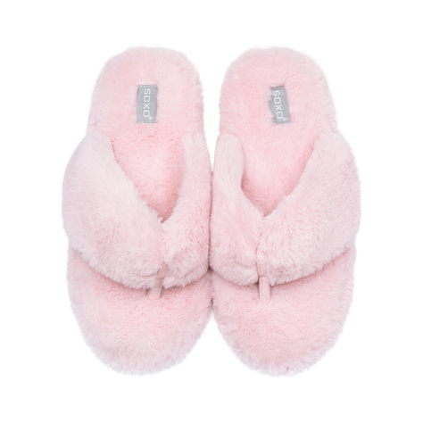 Women's slippers SOXO fur with a hard TPR sole