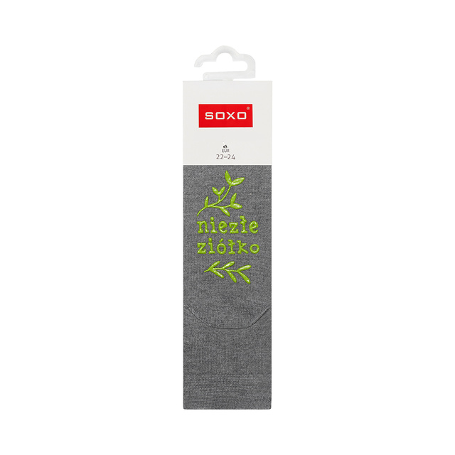 Grey Children's socks SOXO with Polish inscriptions