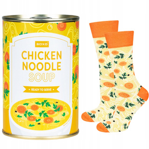Skarpetki damskie kolorowe SOXO GOOD STUFF chicken soup w puszce skarpety na prezent 