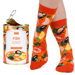 Skarpetki damskie kolorowe SOXO GOOD STUFF wesołe skarpety fish soup w puszce
