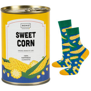 Skarpetki damskie kolorowe SOXO śmieszne kukurydza w puszce 