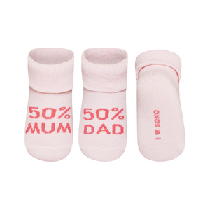 Skarpetki niemowlęce różowe SOXO z napisami na prezent dla malucha