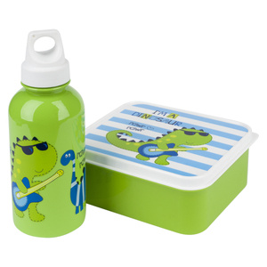 Zestaw lunchbox bidon i pojemnik na śniadanie zielony dla dziecka