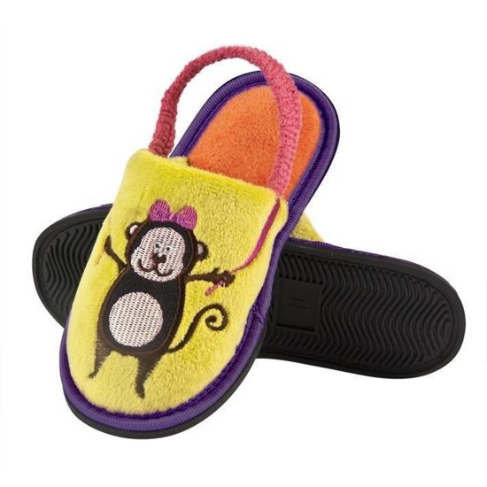 Kapcie dziecięce kolorowe SOXO z gumką małpka
