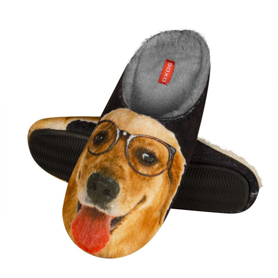 Kapcie męskie SOXO ze zdjęciem psa z twardą podeszwą TPR
