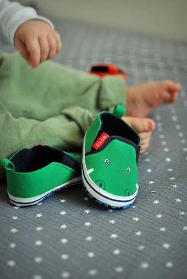 Kapcie niemowlęce SOXO zielone krokodyle