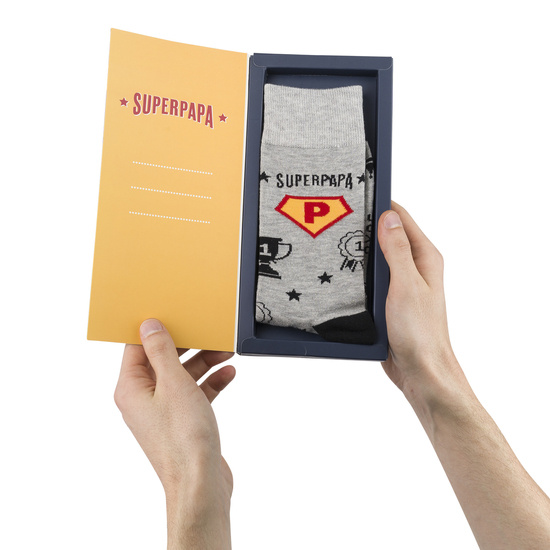 Skarpetki Męskie kolorowe SOXO z napisem "SuperPapa" | prezent na Dzień Ojca