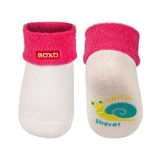 Skarpetki antypoślizgowe dla niemowlaka SOXO frotki z silikonowym nadrukiem