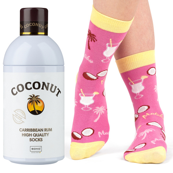 Skarpetki damskie SOXO GOOD STUFF zabawne Coconut w butelce na prezent 