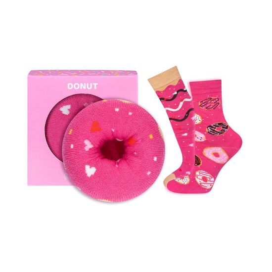 Skarpetki damskie różowe SOXO Donat w Pudełku