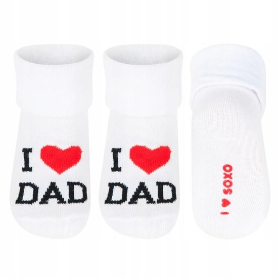 Skarpetki niemowlęce SOXO dziecięce I LOVE DAD białe