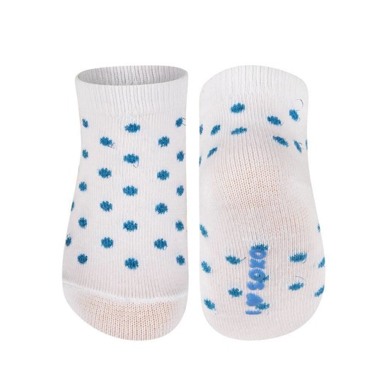 Skarpetki niemowlęce białe SOXO w niebieskie kropki 