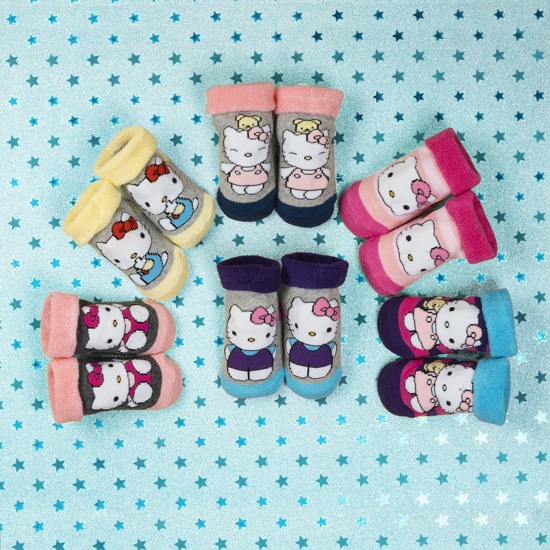Skarpetki niemowlęce fioletowo-niebieskie SOXO Hello Kitty z ABS