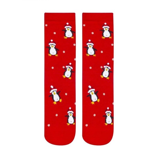 Skarpetki świąteczne damskie SOXO w pingwinki