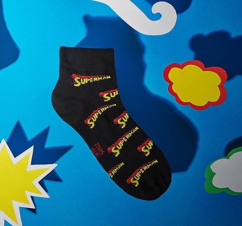 Stopki męskie czarne SOXO zakostki Superman DC Comics bawełniane