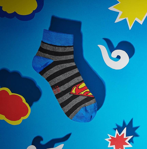 Stopki męskie kolorowe SOXO zakostki Superman DC COMICS bawełniane