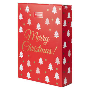 Kartonik prezentowy opakowanie SOXO Merry Christmas Boże Narodzenie święta - mieści: 1 parę kapci lub 1 termofor lub kilka par skarpet