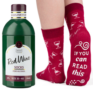 Skarpetki damskie SOXO GOOD STUFF Red Wine w butelce 