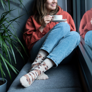 Skarpetki damskie SOXO Kawa w opakowaniu caffe latte