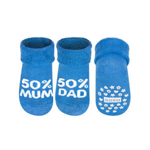 Skarpetki niemowlęce niebieskie SOXO z napisami 